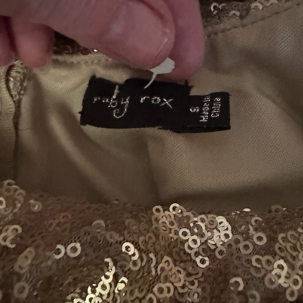 Ruby Rox Shimmering Gold Sequin Dress